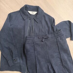 H&M Navy Plaid Jacket & pants Set